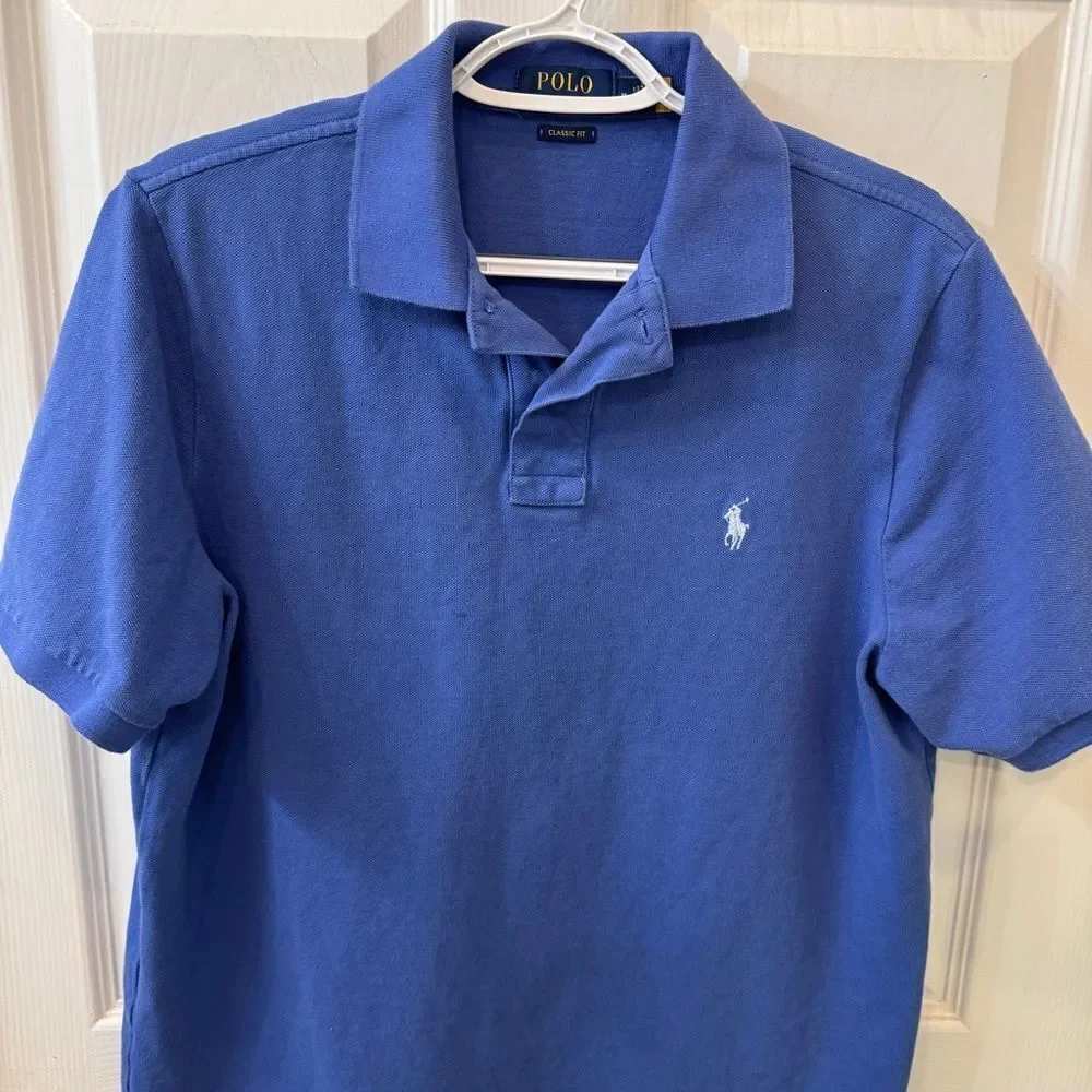Polo Ralph Lauren Blue Polo Shirt in great condition. Size Medium- 100% cotton